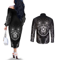 Aotearoa Toitu Te Tiriti Couples Matching Off The Shoulder Long Sleeve Dress and Long Sleeve Button Shirt Ka Mua Ka Muri