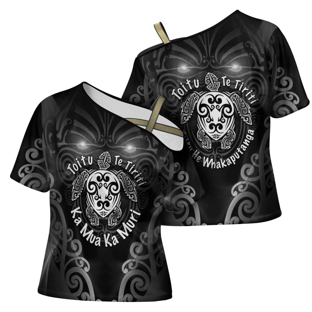 Aotearoa Toitu Te Tiriti Cross Shoulder Shirt Ka Mua Ka Muri LT05 - Polynesian Pride