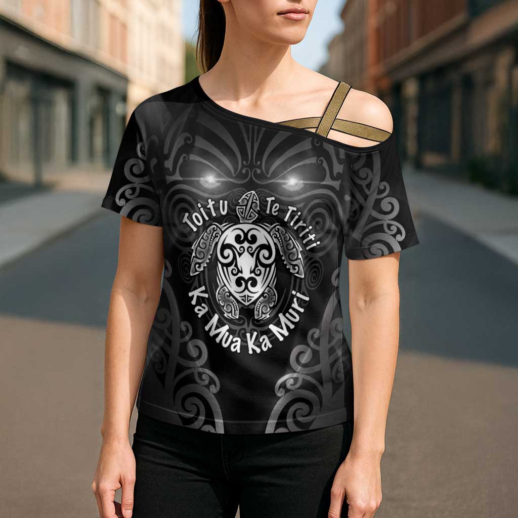 Aotearoa Toitu Te Tiriti Cross Shoulder Shirt Ka Mua Ka Muri LT05 - Polynesian Pride