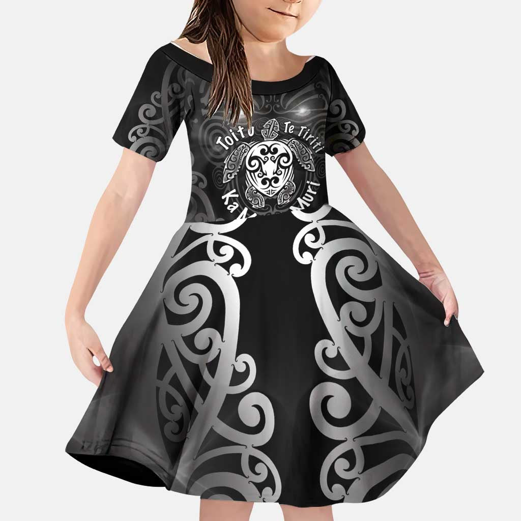 Aotearoa Toitu Te Tiriti Family Matching Off The Shoulder Long Sleeve Dress and Hawaiian Shirt Ka Mua Ka Muri