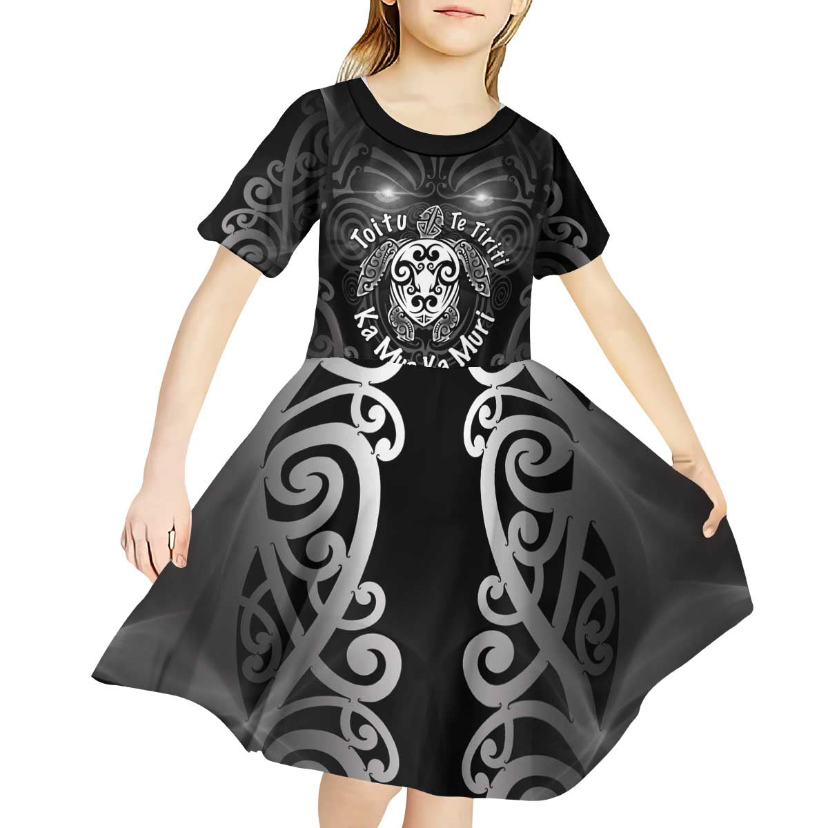 Aotearoa Toitu Te Tiriti Kid Short Sleeve Dress Ka Mua Ka Muri LT05 - Polynesian Pride