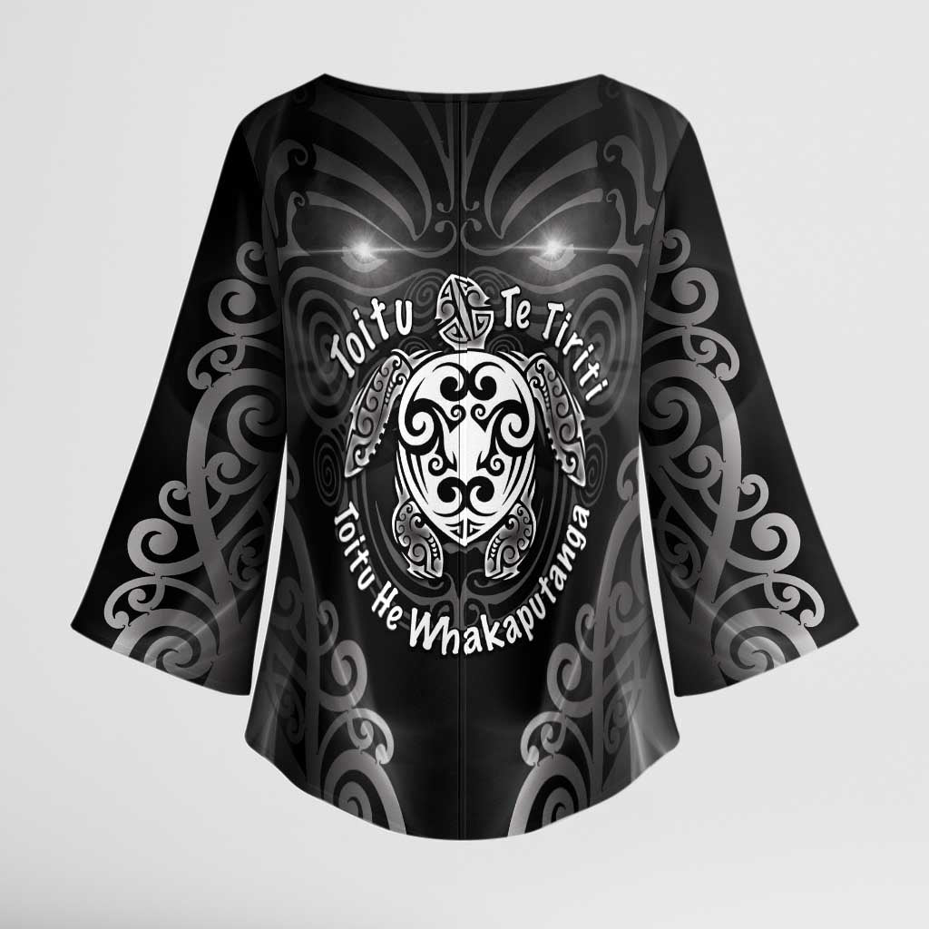 Aotearoa Toitu Te Tiriti Kimono Sleeve Blouse Ka Mua Ka Muri LT05 - Polynesian Pride