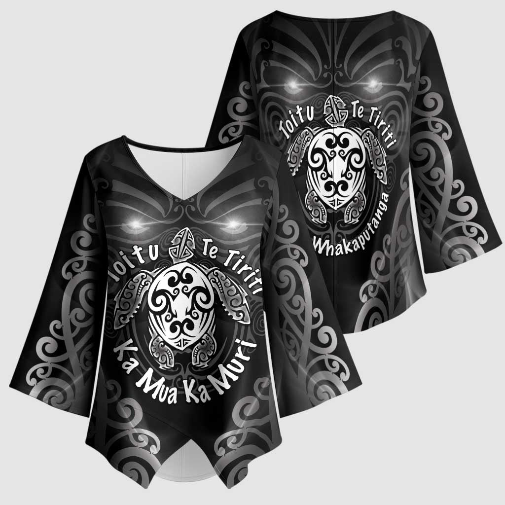 Aotearoa Toitu Te Tiriti Kimono Sleeve Blouse Ka Mua Ka Muri LT05 - Polynesian Pride