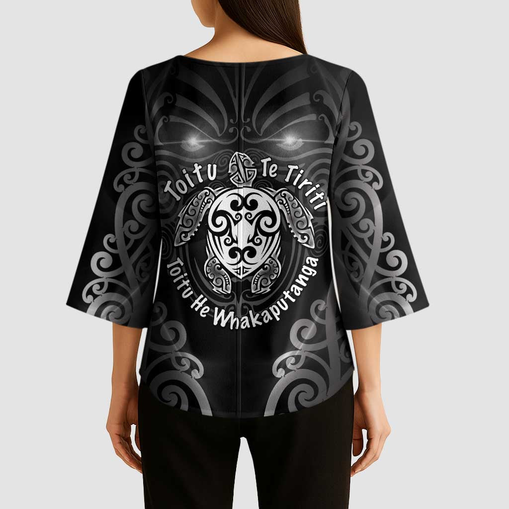 Aotearoa Toitu Te Tiriti Kimono Sleeve Blouse Ka Mua Ka Muri LT05 - Polynesian Pride