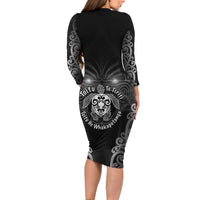 Aotearoa Toitu Te Tiriti Long Sleeve Bodycon Dress Ka Mua Ka Muri