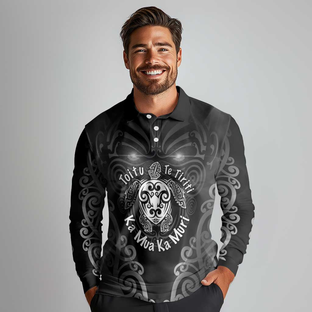 Aotearoa Toitu Te Tiriti Long Sleeve Polo Shirt Ka Mua Ka Muri LT05 - Polynesian Pride