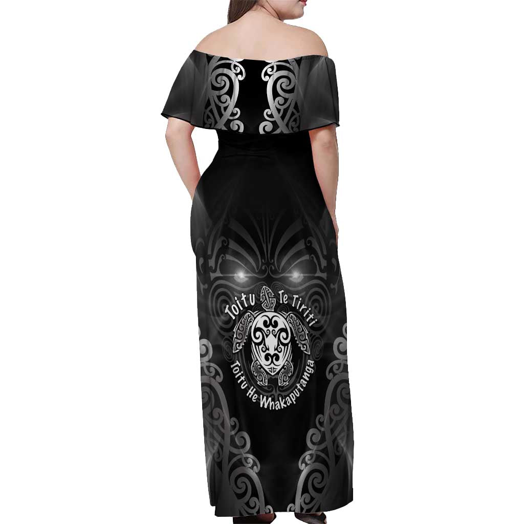 Aotearoa Toitu Te Tiriti Off Shoulder Maxi Dress Ka Mua Ka Muri LT05 - Polynesian Pride