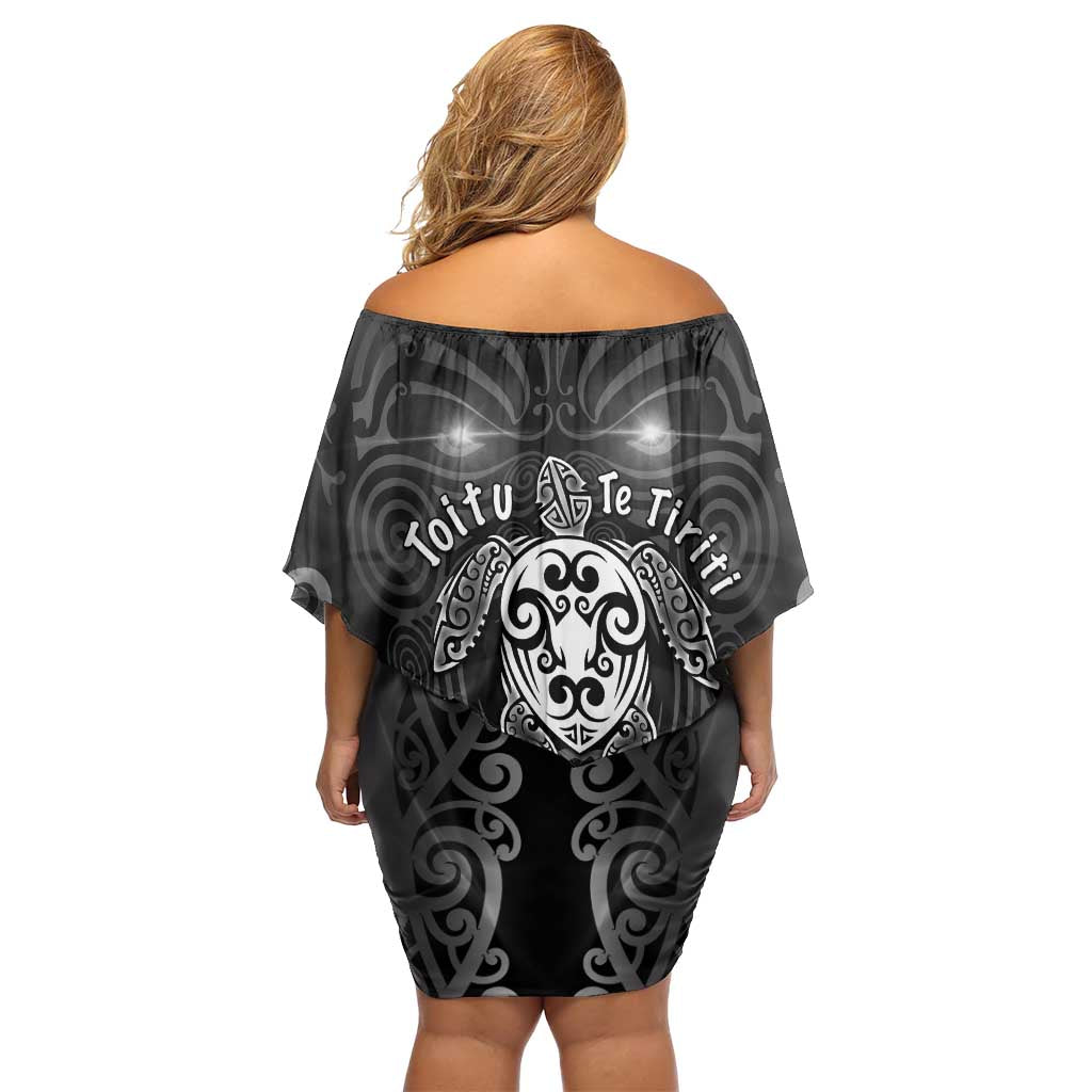 Aotearoa Toitu Te Tiriti Off Shoulder Short Dress Ka Mua Ka Muri LT05 - Polynesian Pride