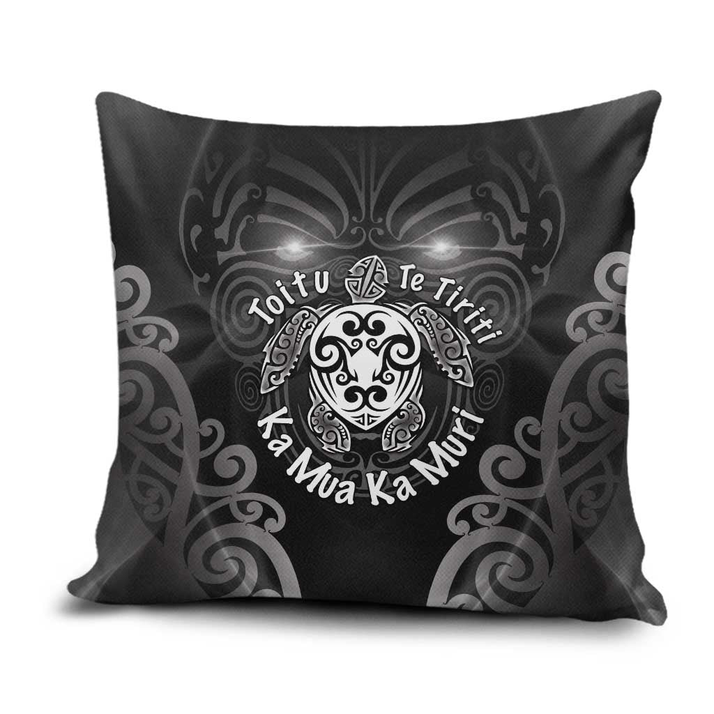 Aotearoa Toitu Te Tiriti Pillow Cover Ka Mua Ka Muri LT05 Black - Polynesian Pride