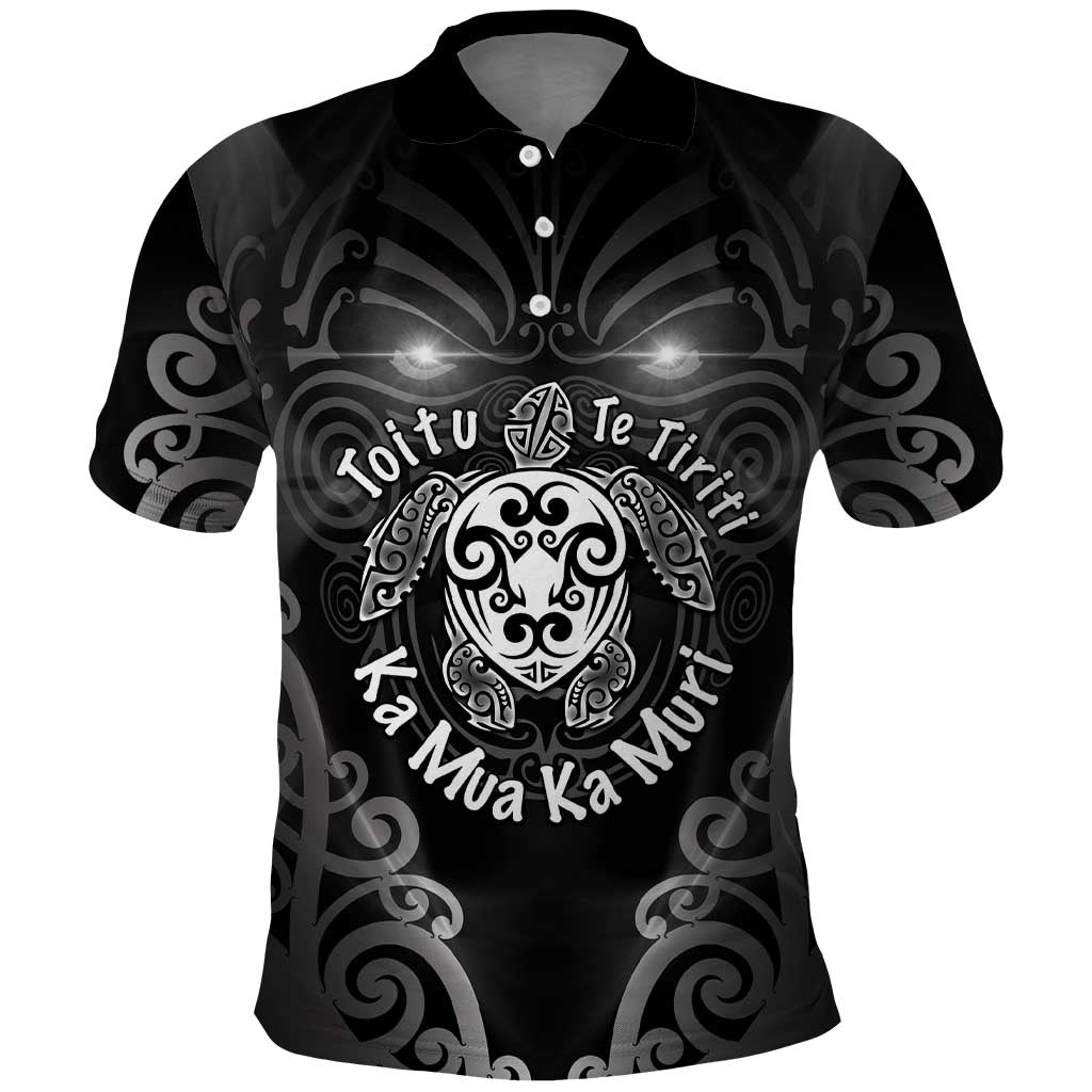 Aotearoa Toitu Te Tiriti Polo Shirt Ka Mua Ka Muri LT05 Black - Polynesian Pride