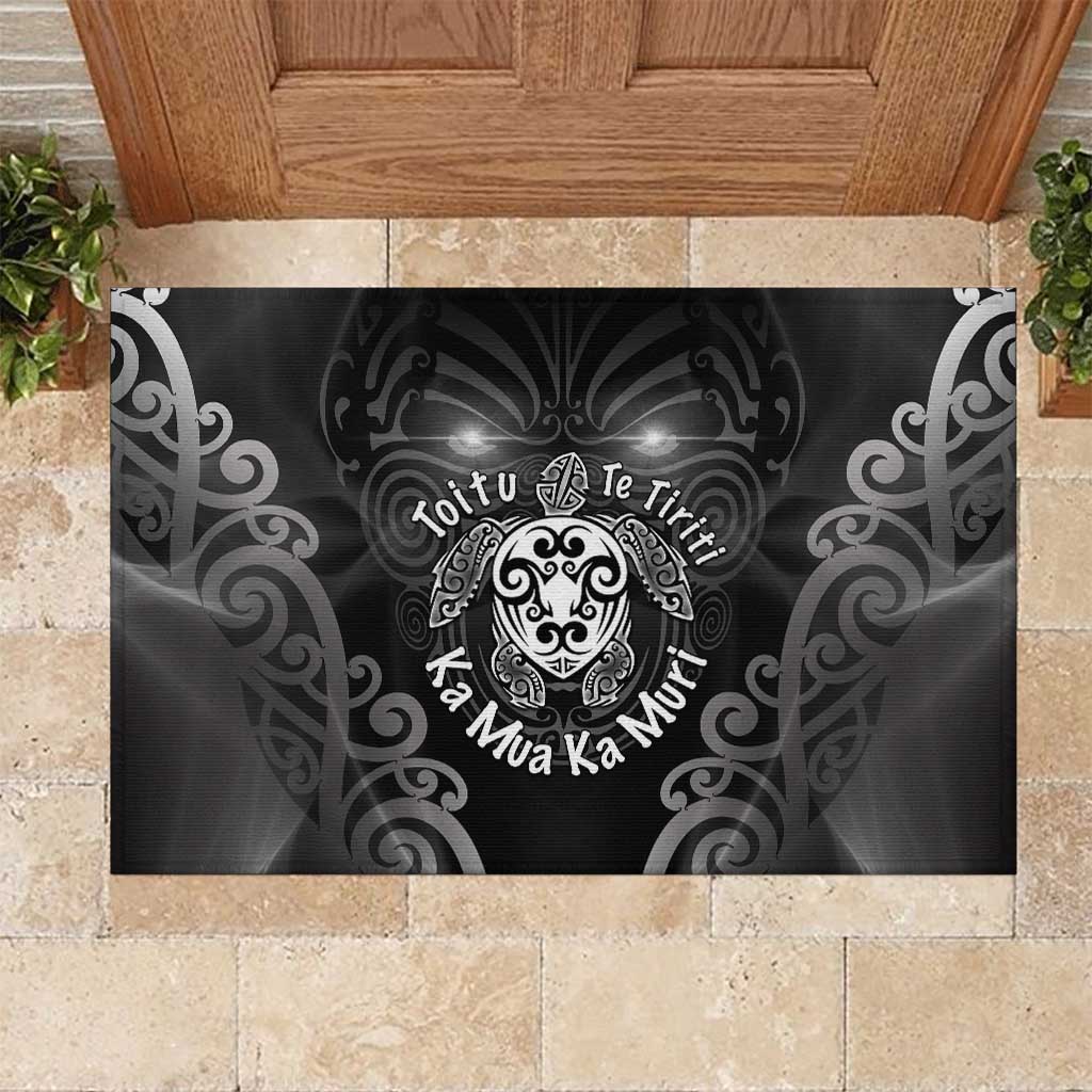Aotearoa Toitu Te Tiriti Rubber Doormat Ka Mua Ka Muri LT05 Black - Polynesian Pride