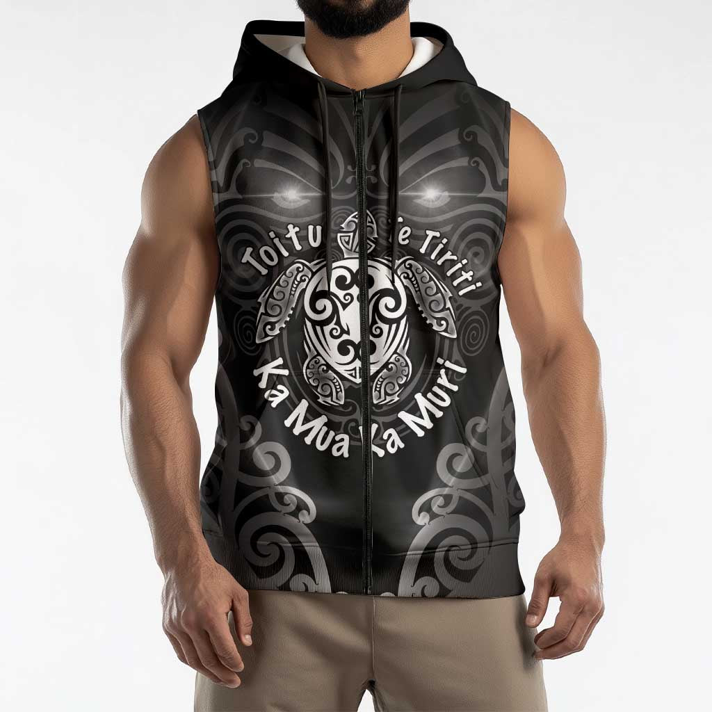 Aotearoa Toitu Te Tiriti Sleeveless Zip Hoodie Ka Mua Ka Muri LT05 - Polynesian Pride