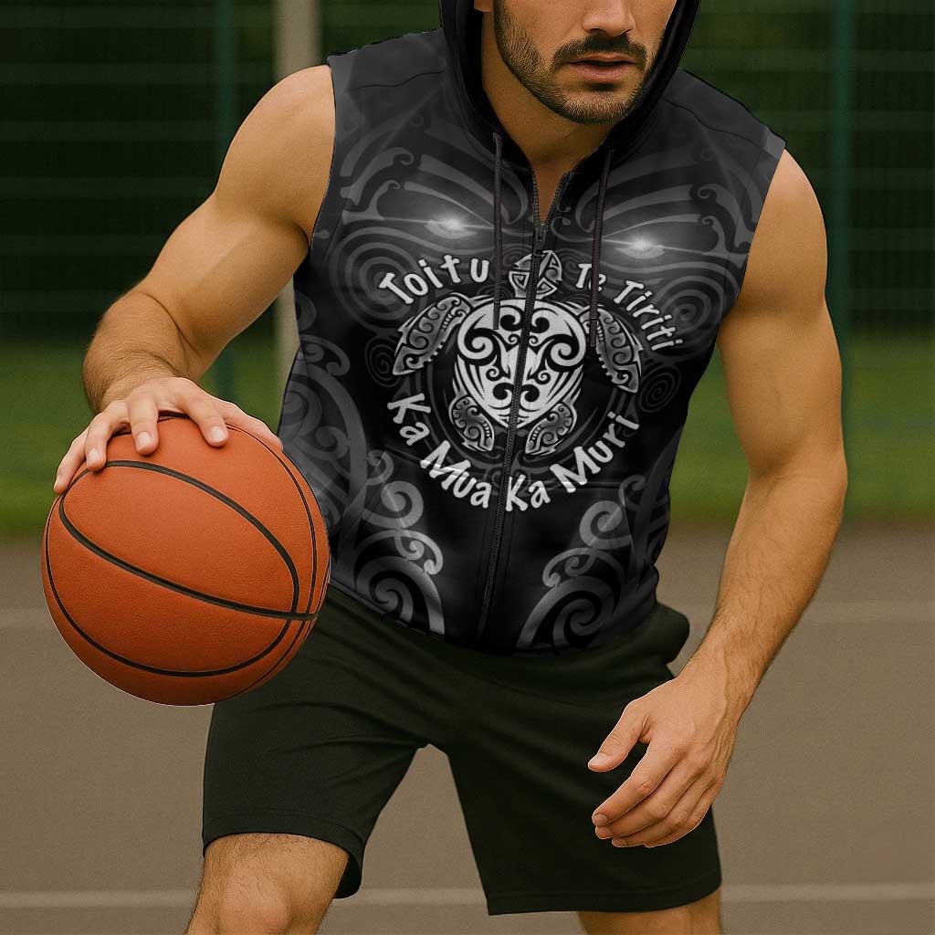 Aotearoa Toitu Te Tiriti Sleeveless Zip Hoodie Ka Mua Ka Muri LT05 - Polynesian Pride
