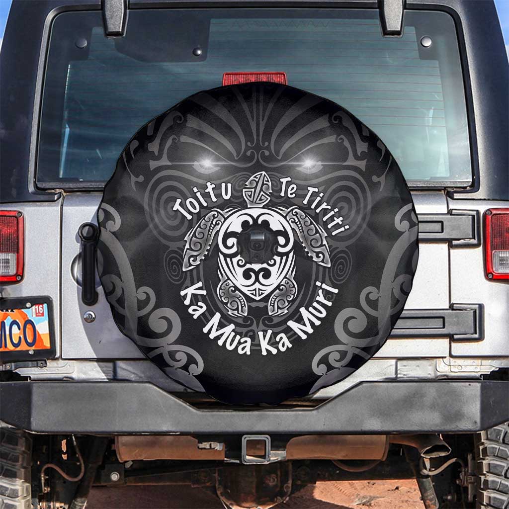 Aotearoa Toitu Te Tiriti Spare Tire Cover Ka Mua Ka Muri LT05 Black - Polynesian Pride