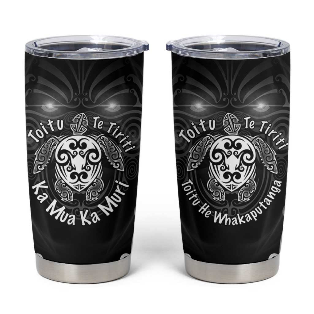 Aotearoa Toitu Te Tiriti Tumbler Cup Ka Mua Ka Muri LT05 Black - Polynesian Pride