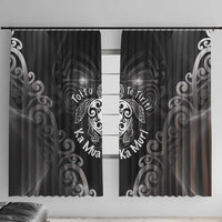 Aotearoa Toitu Te Tiriti Window Curtain Ka Mua Ka Muri LT05 With Hooks Black - Polynesian Pride