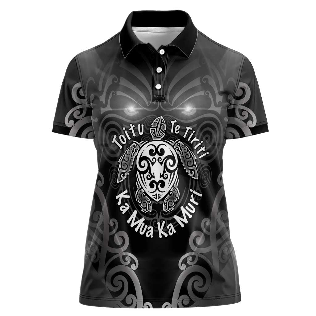 Aotearoa Toitu Te Tiriti Women Polo Shirt Ka Mua Ka Muri LT05 Female Black - Polynesian Pride
