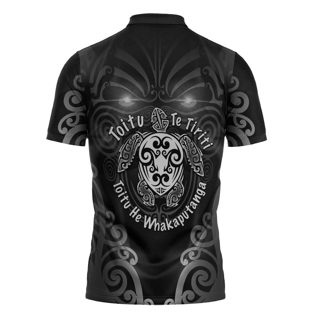 Aotearoa Toitu Te Tiriti Zipper Polo Shirt Ka Mua Ka Muri LT05 - Polynesian Pride