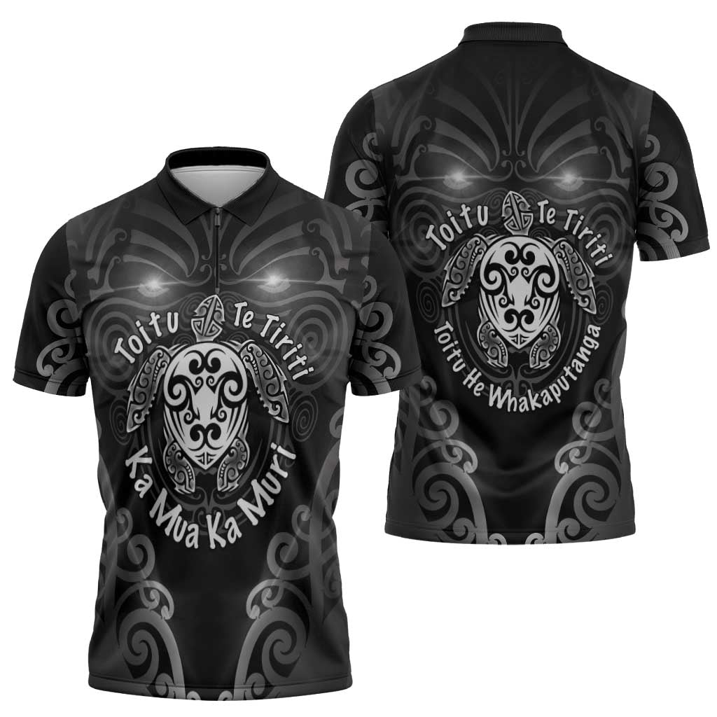 Aotearoa Toitu Te Tiriti Zipper Polo Shirt Ka Mua Ka Muri LT05 - Polynesian Pride