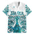 New Zealand Aotearoa Kia Ora Family Matching Long Sleeve Bodycon Dress and Hawaiian Shirt Paua Shell Maori Silver Fern LT05 Dad's Shirt - Short Sleeve Turquoise - Polynesian Pride