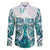 New Zealand Aotearoa Kia Ora Family Matching Long Sleeve Bodycon Dress and Hawaiian Shirt Paua Shell Maori Silver Fern LT05 Dad's Shirt - Long Sleeve Turquoise - Polynesian Pride