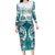 New Zealand Aotearoa Kia Ora Family Matching Long Sleeve Bodycon Dress and Hawaiian Shirt Paua Shell Maori Silver Fern LT05 Mom's Dress Turquoise - Polynesian Pride