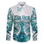 New Zealand Aotearoa Kia Ora Family Matching Puletasi and Hawaiian Shirt Paua Shell Maori Silver Fern LT05 Dad's Shirt - Long Sleeve Turquoise - Polynesian Pride