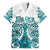 New Zealand Aotearoa Kia Ora Family Matching Short Sleeve Bodycon Dress and Hawaiian Shirt Paua Shell Maori Silver Fern LT05 Dad's Shirt - Short Sleeve Turquoise - Polynesian Pride