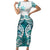 New Zealand Aotearoa Kia Ora Family Matching Short Sleeve Bodycon Dress and Hawaiian Shirt Paua Shell Maori Silver Fern LT05 Mom's Dress Turquoise - Polynesian Pride