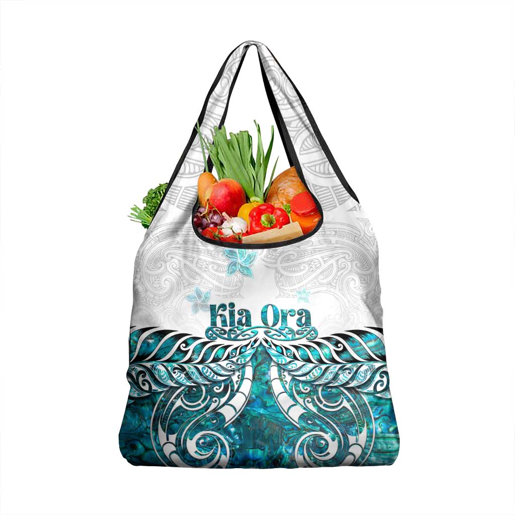 New Zealand Aotearoa Kia Ora Grocery Bag Paua Shell Maori Silver Fern LT05 1-pack One Size Turquoise - Polynesian Pride