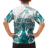New Zealand Aotearoa Kia Ora Kid Hawaiian Shirt Paua Shell Maori Silver Fern LT05 - Polynesian Pride
