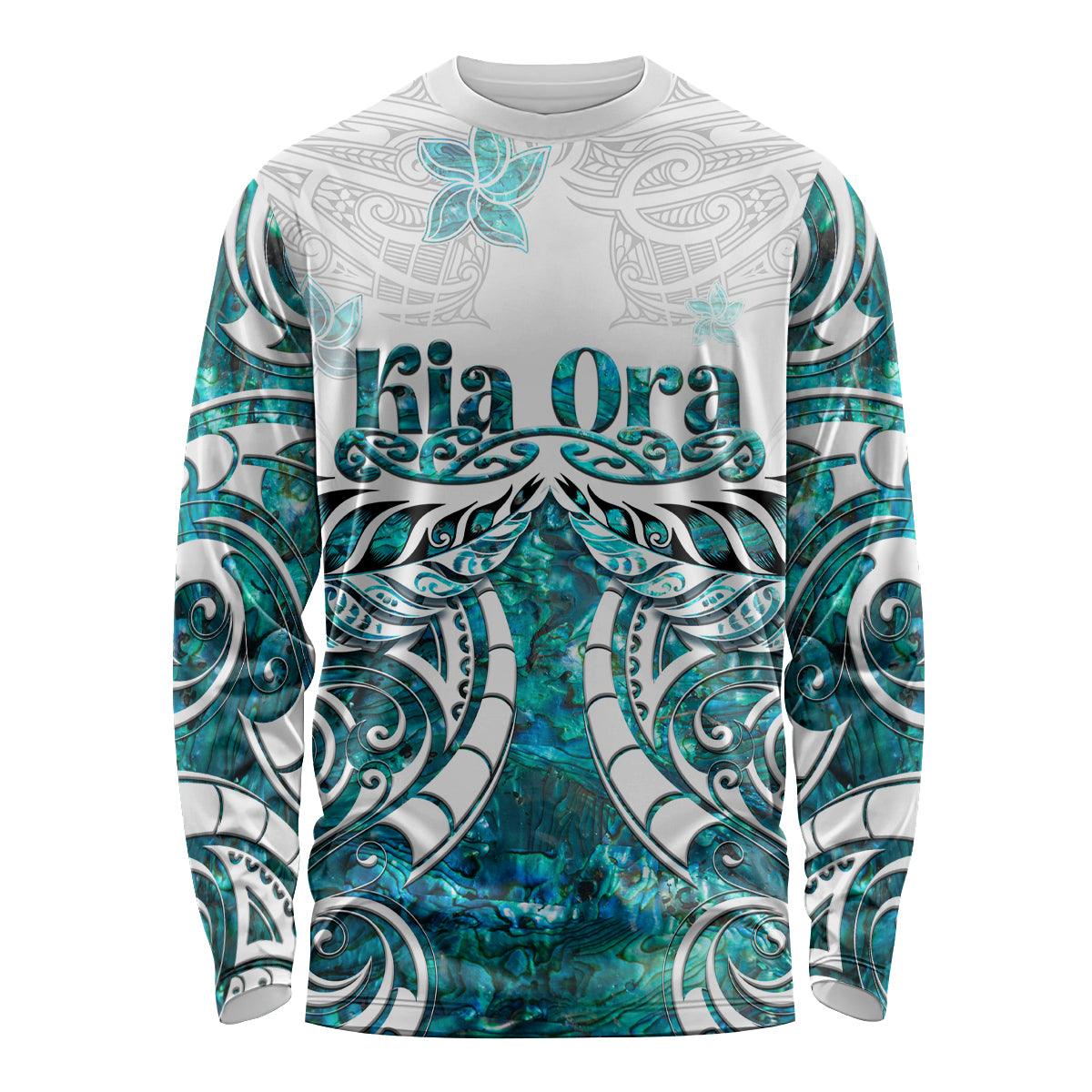 New Zealand Aotearoa Kia Ora Long Sleeve Shirt Paua Shell Maori Silver Fern LT05 Unisex Turquoise - Polynesian Pride