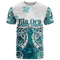 New Zealand Aotearoa Kia Ora T Shirt Paua Shell Maori Silver Fern LT05 Turquoise - Polynesian Pride