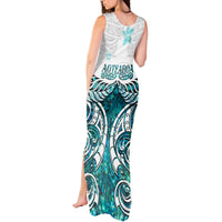 New Zealand Aotearoa Kia Ora Tank Maxi Dress Paua Shell Maori Silver Fern LT05 - Polynesian Pride
