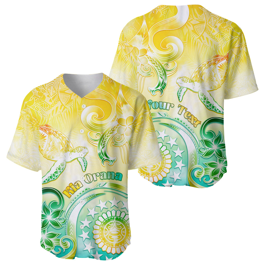 Personalised Cook Islands Kia Orana Baseball Jersey Polynesian Turtle With Circle Stars LT05 - Polynesian Pride
