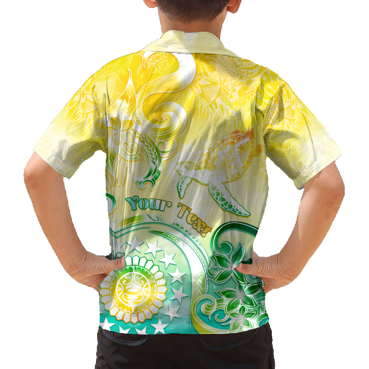 Personalised Cook Islands Kia Orana Family Matching Off Shoulder Long Sleeve Dress and Hawaiian Shirt Polynesian Turtle With Circle Stars LT05 - Polynesian Pride