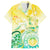 Personalised Cook Islands Kia Orana Family Matching Off Shoulder Maxi Dress and Hawaiian Shirt Polynesian Turtle With Circle Stars LT05 Dad's Shirt - Short Sleeve Yellow - Polynesian Pride