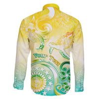Personalised Cook Islands Kia Orana Family Matching Short Sleeve Bodycon Dress and Hawaiian Shirt Polynesian Turtle With Circle Stars LT05 - Polynesian Pride
