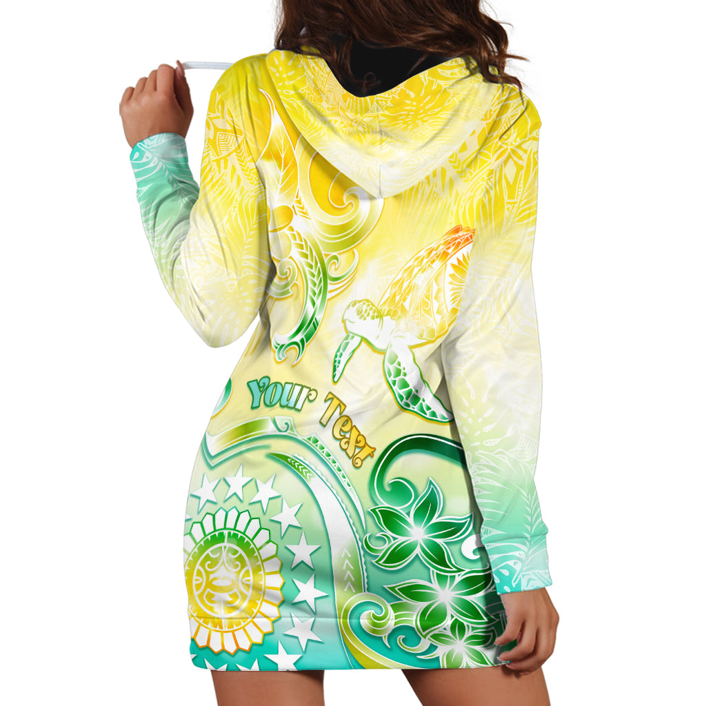 Personalised Cook Islands Kia Orana Hoodie Dress Polynesian Turtle With Circle Stars LT05 - Polynesian Pride