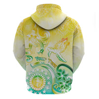 Personalised Cook Islands Kia Orana Zip Hoodie Polynesian Turtle With Circle Stars LT05 - Polynesian Pride