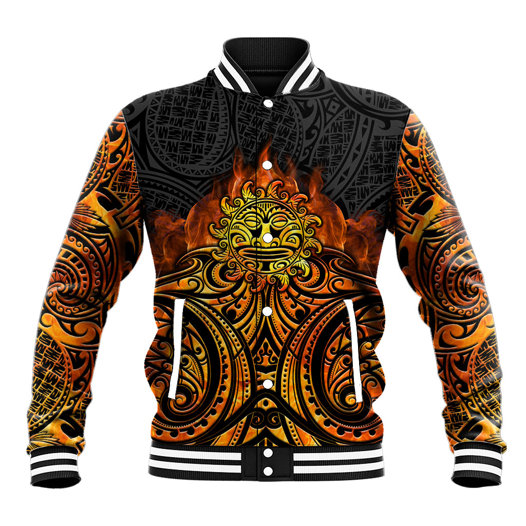 New Zealand Tamanuitera The Sun Baseball Jacket Maori Pattern LT05 Unisex Orange - Polynesian Pride