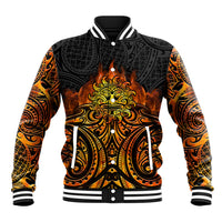 New Zealand Tamanuitera The Sun Baseball Jacket Maori Pattern LT05 Unisex Orange - Polynesian Pride