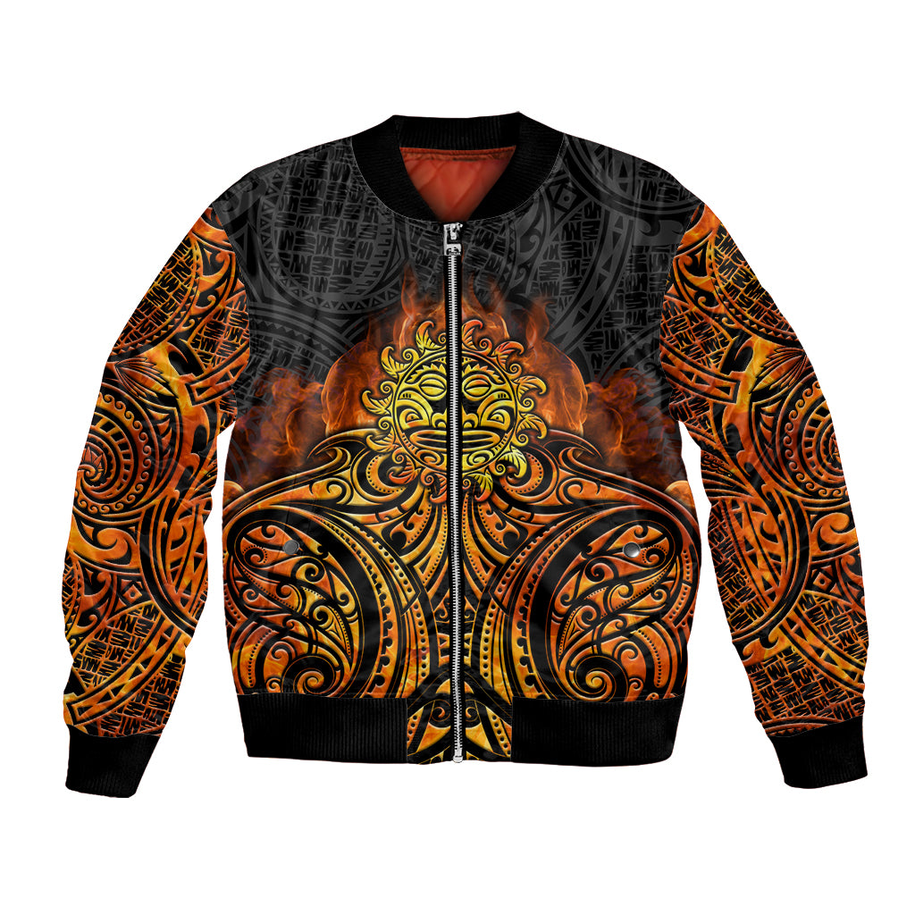 New Zealand Tamanuitera The Sun Bomber Jacket Maori Pattern LT05 Unisex Orange - Polynesian Pride