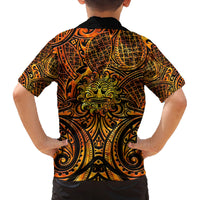 New Zealand Tamanuitera The Sun Family Matching Off Shoulder Short Dress and Hawaiian Shirt Maori Pattern LT05 - Polynesian Pride
