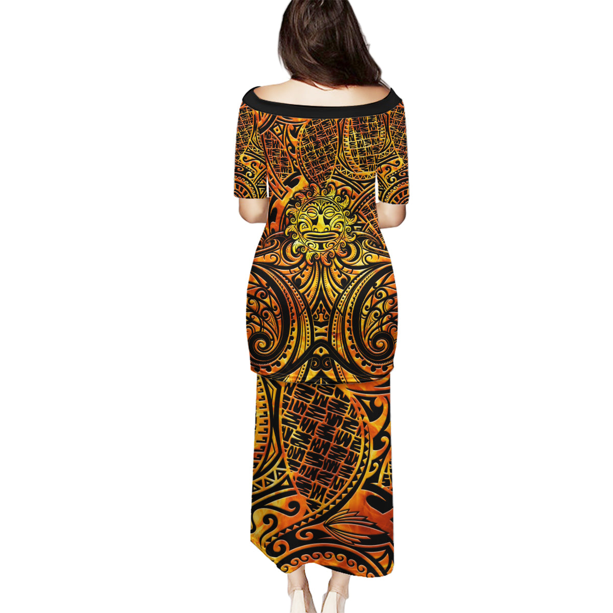 New Zealand Tamanuitera The Sun Family Matching Puletasi and Hawaiian Shirt Maori Pattern