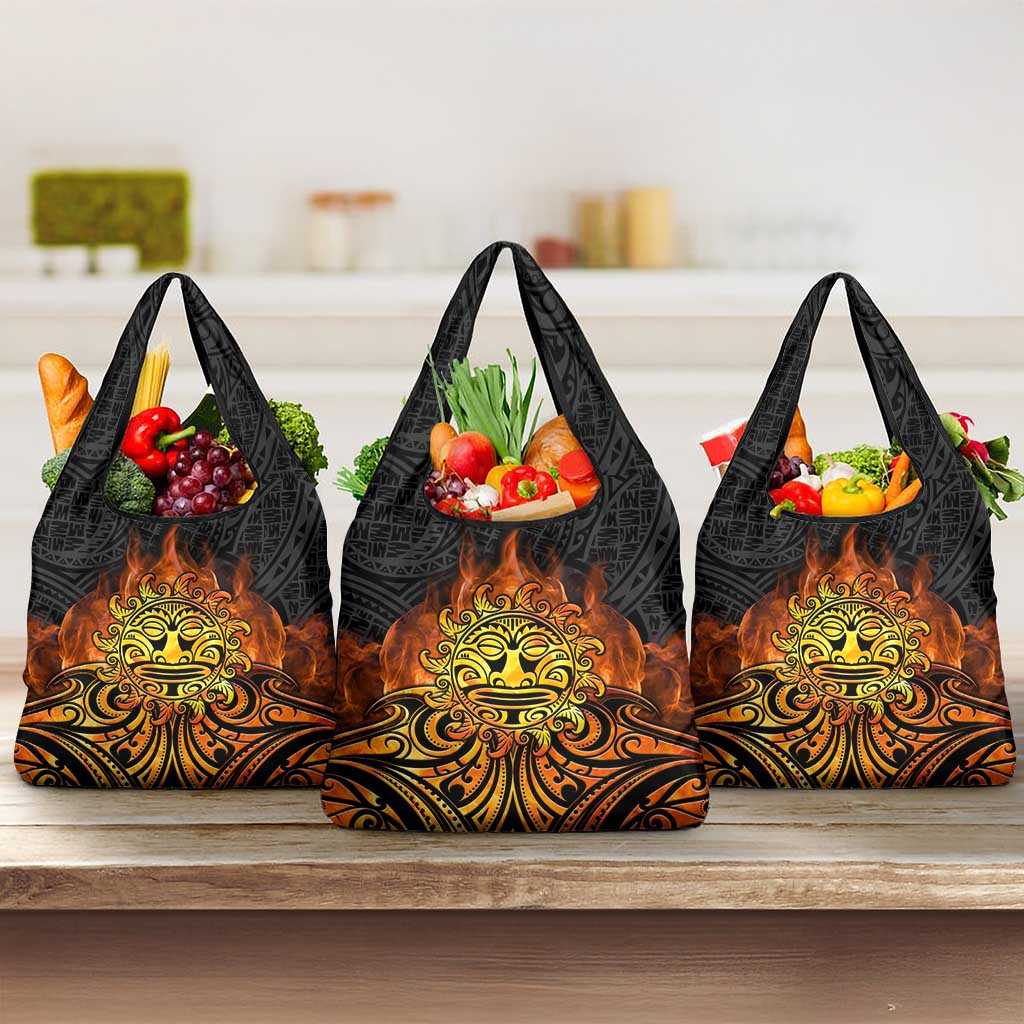 New Zealand Tamanuitera The Sun Grocery Bag Maori Pattern LT05 3-pack One Size Orange - Polynesian Pride