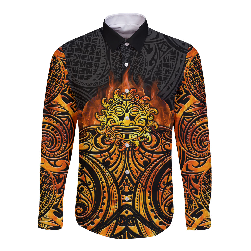 New Zealand Tamanuitera The Sun Long Sleeve Button Shirt Maori Pattern