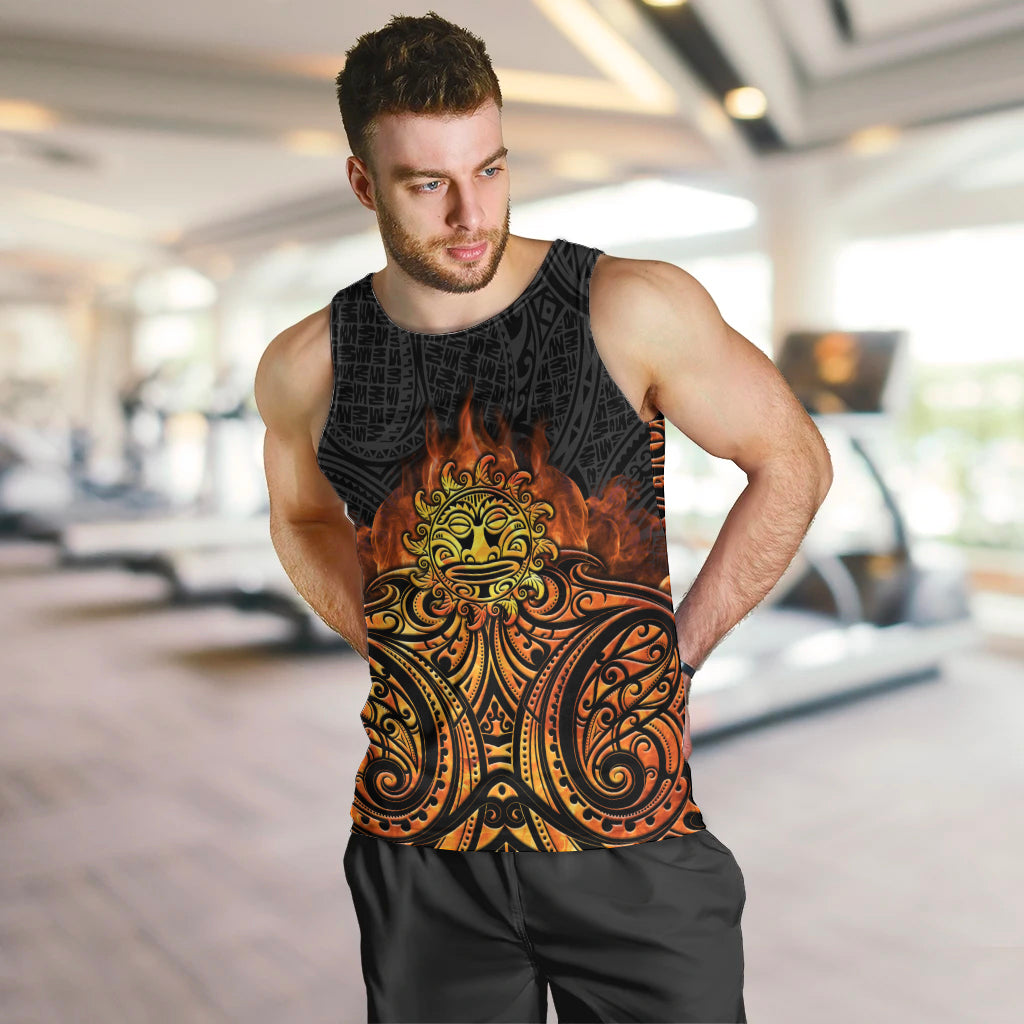 New Zealand Tamanuitera The Sun Men Tank Top Maori Pattern LT05 Orange - Polynesian Pride