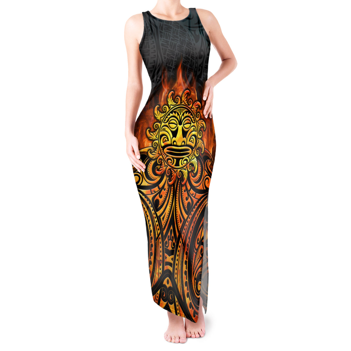 New Zealand Tamanuitera The Sun Tank Maxi Dress Maori Pattern