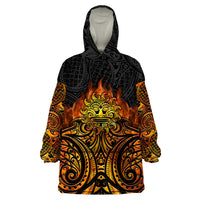 New Zealand Tamanuitera The Sun Wearable Blanket Hoodie Maori Pattern LT05 One Size Orange - Polynesian Pride